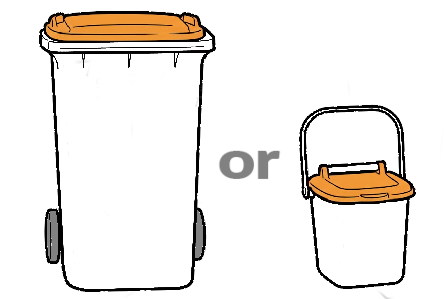Illustration of the two types of external food waste bins