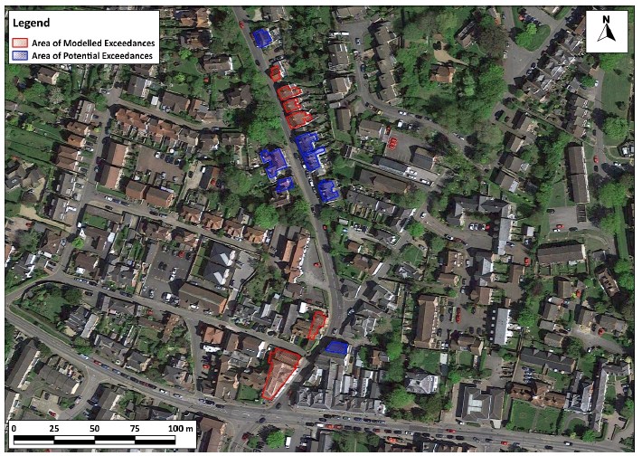 Map showing air quality information in Hawkhurst