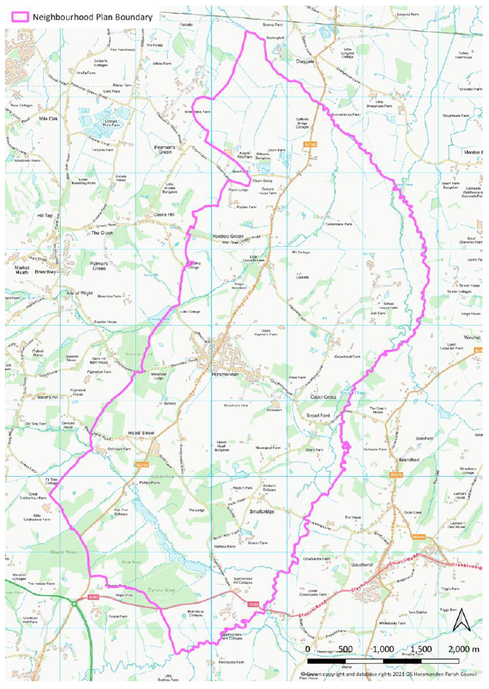 Map showing the Horsmonden Neighbourhood Plan Boundary