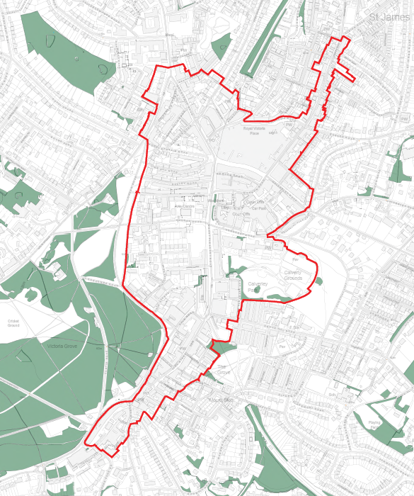 Map showing Royal Tunbridge Wells Town Centre boundary (study area)