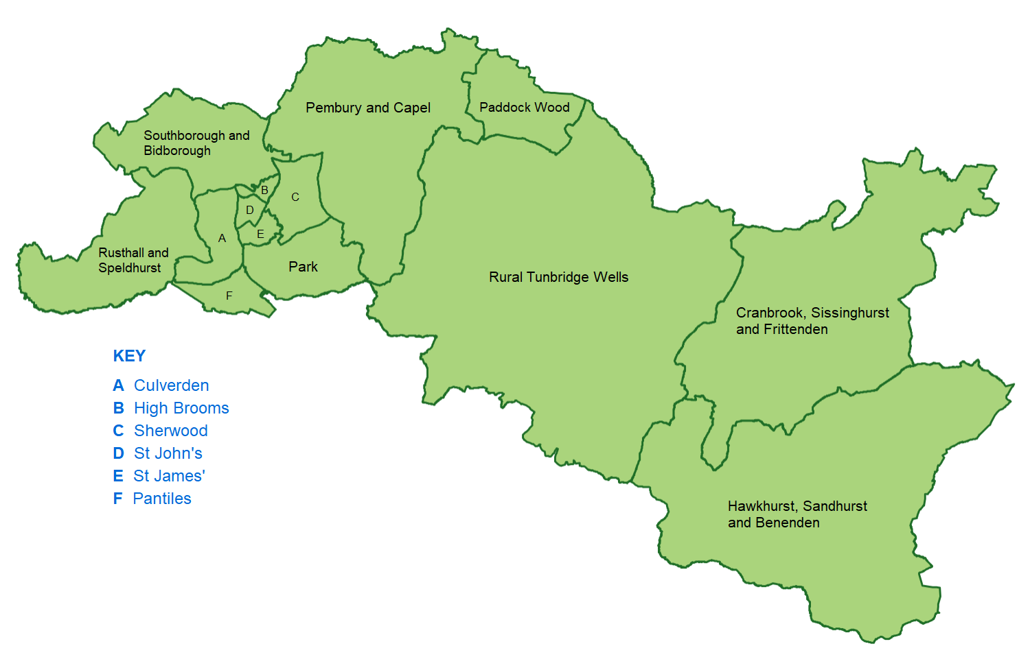 An image showing the wards in the borough of Tunbridge Wells