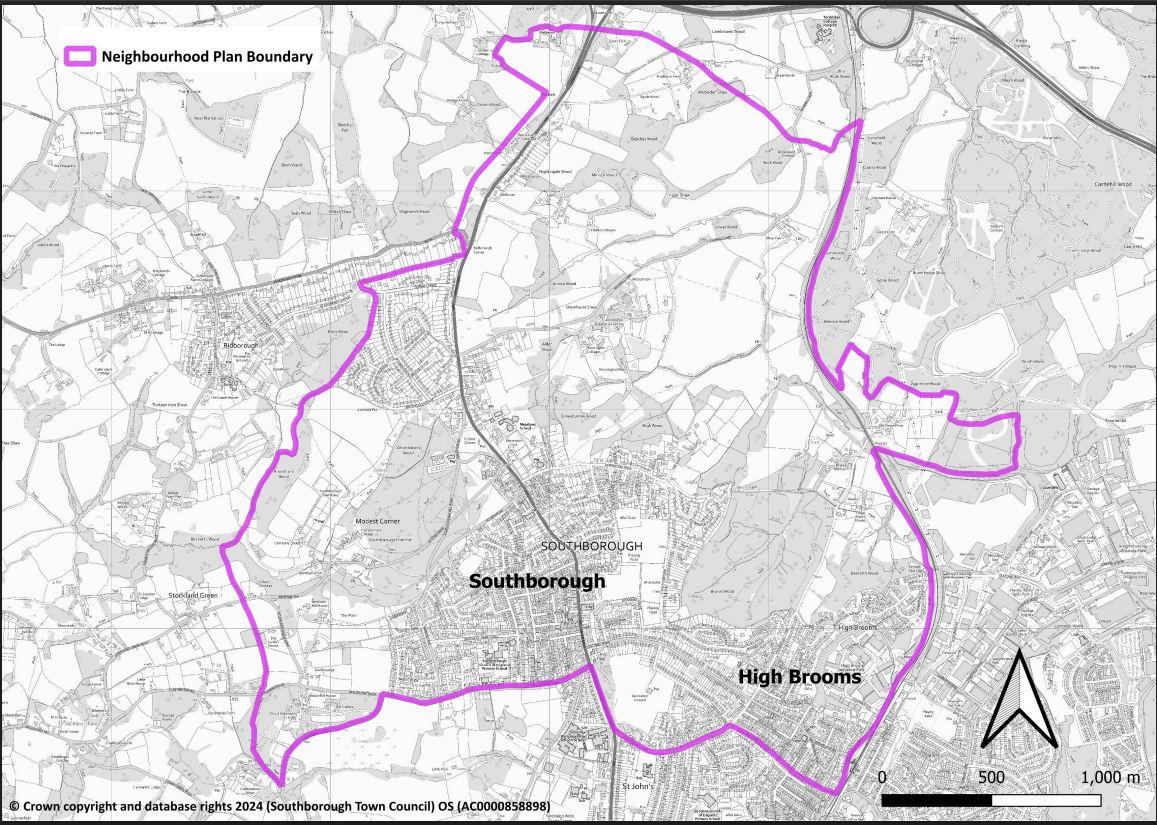 Map showing the Southborough and High Brooms Neighbourhood Plan Area