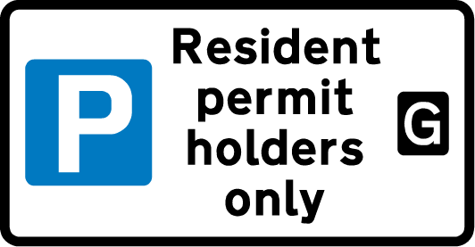 Parking sign: Resident permit holders only - G