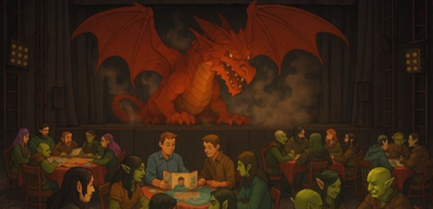 Drawn Image showing dungeons and dragons world